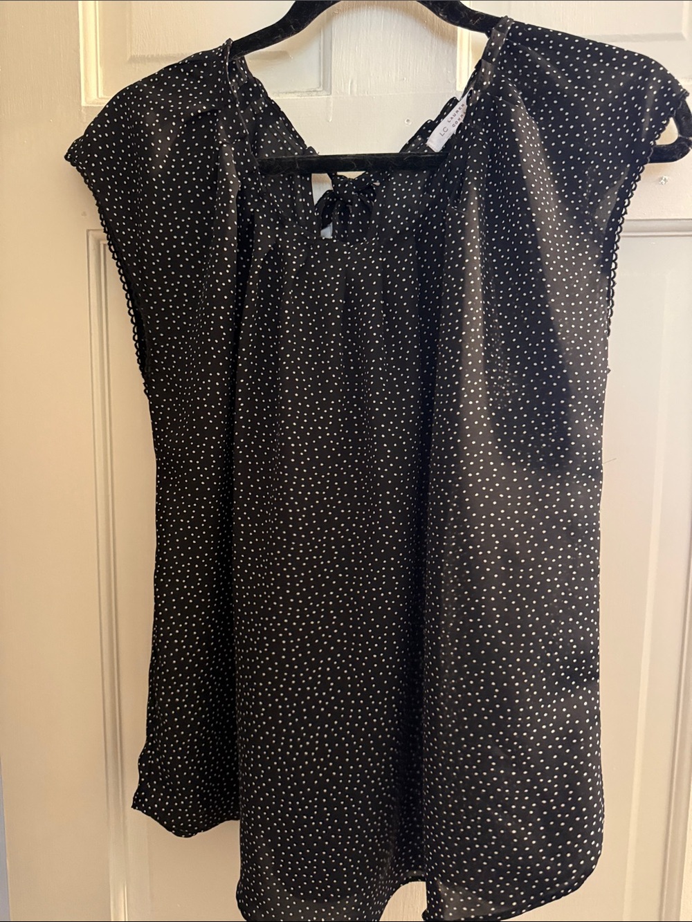 LC Lauren Conrad Black Polka Dot Cap Sleeve Blouse